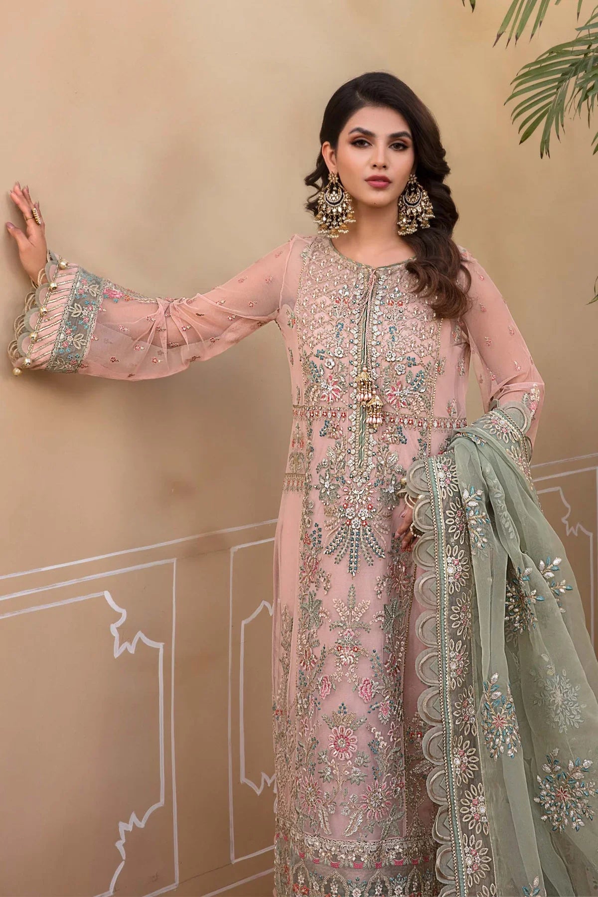 Embroidered Net Suits Unstitched  D7 - Luxury Collection